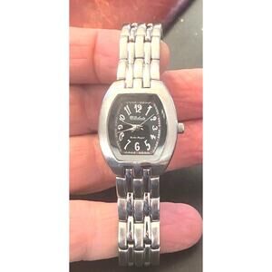 Women's Dufonte Lucien Picard Watch, Silver Tone Case and Band, Black Face